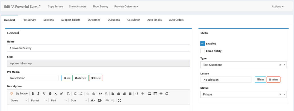 Custom Surveys System